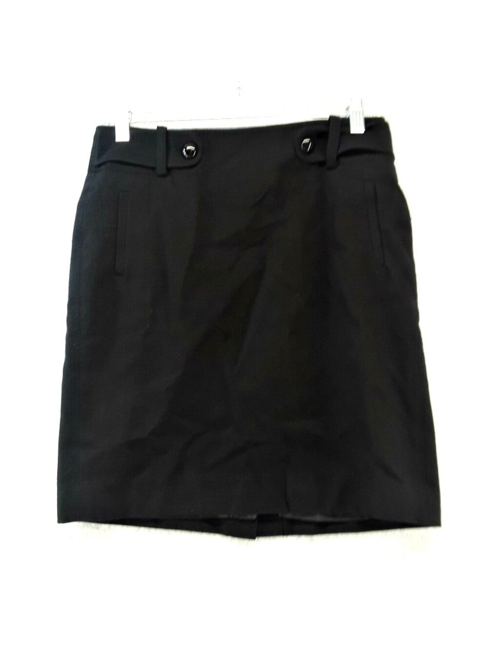 Banana Republic Black Pencil Skirt Petite 2P Cotton Wool Twill Lined Pockets